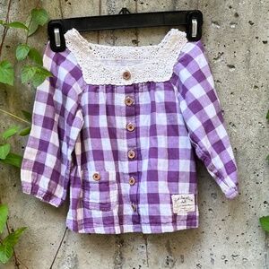 Olive des Olive Purple Checked Shirt Dress / Blouse for Girls 2-3 years